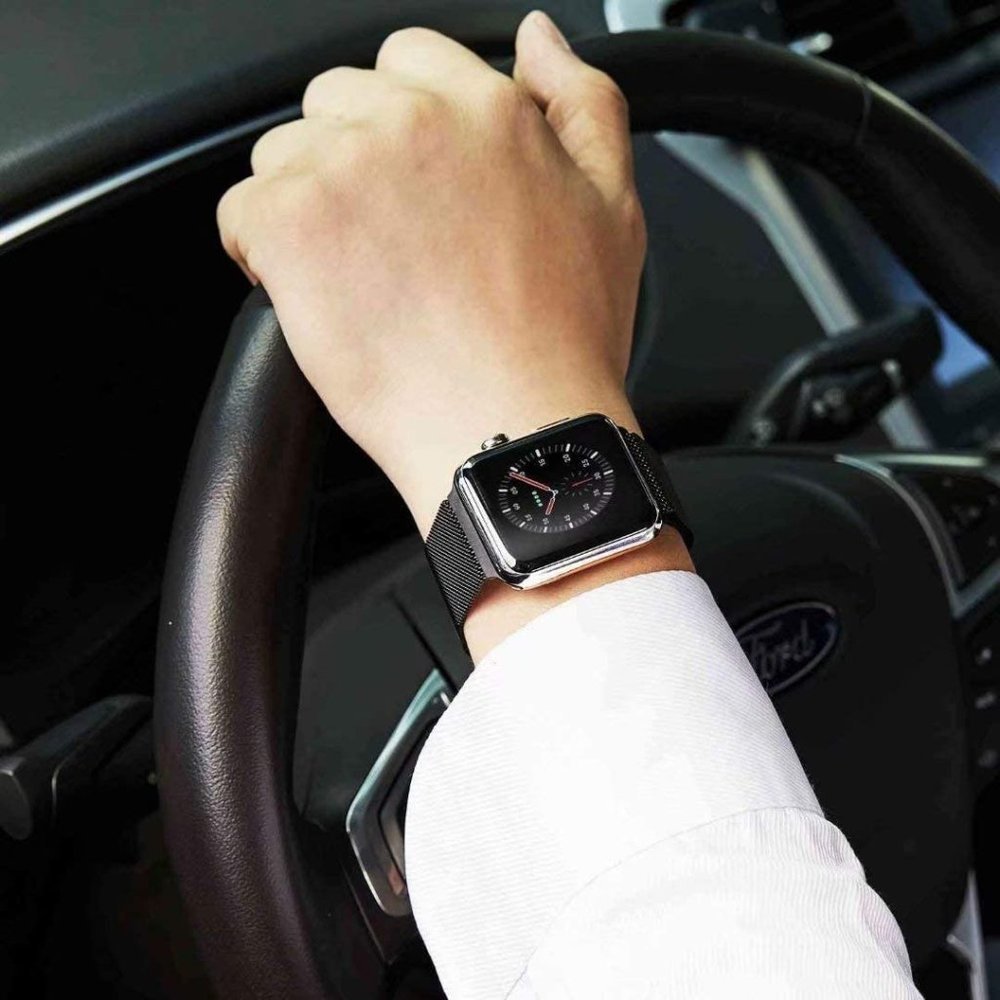 NEW BAND BLACK Milanese Stainless For Apple Watch - Picture 6 of 10